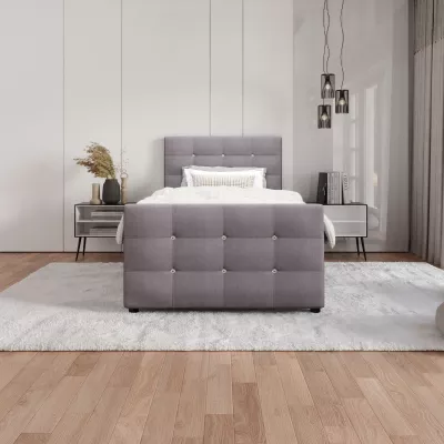 Jednolůžková postel 100x200 KAUR s úložným prostorem - popelavá