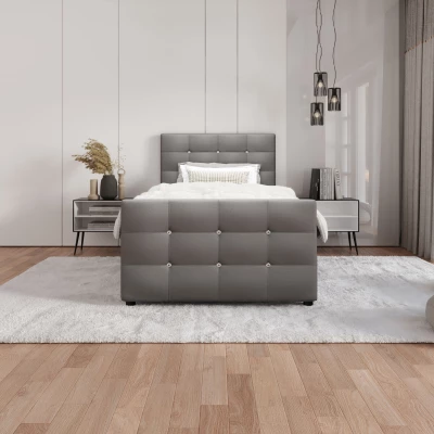 Jednolůžková postel 100x200 KAUR s úložným prostorem - šedá
