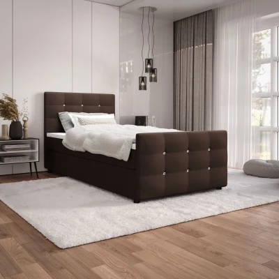 Jednolůžková postel 120x200 KAUR s úložným prostorem - tmavě hnědá
