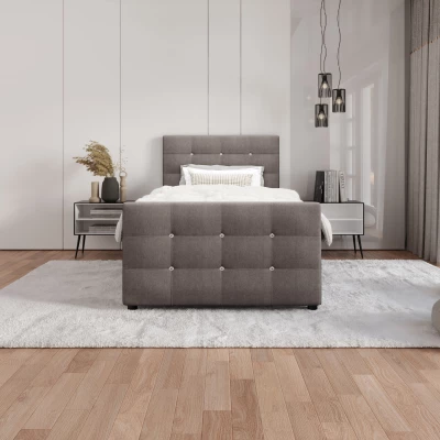 Jednolůžková postel 90x200 KAUR COMFORT s úložným prostorem - světle hnědá