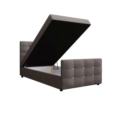 Jednolůžková postel 90x200 KAUR COMFORT s úložným prostorem - světle hnědá
