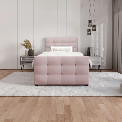 Jednolůžková postel 90x200 KAUR COMFORT s úložným prostorem - světle růžová