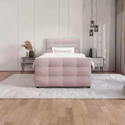 Jednolůžková postel 90x200 KAUR COMFORT s úložným prostorem - světle růžová