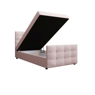 Jednolůžková postel 90x200 KAUR COMFORT s úložným prostorem - světle růžová