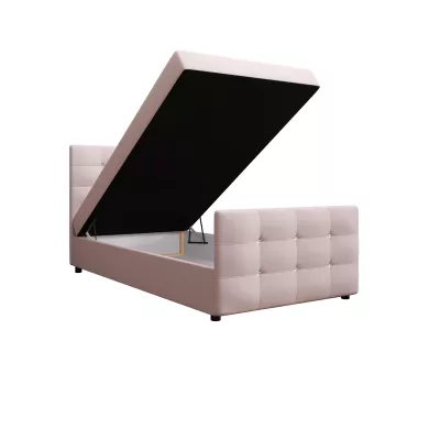 Jednolůžková postel 90x200 KAUR COMFORT s úložným prostorem - světle růžová
