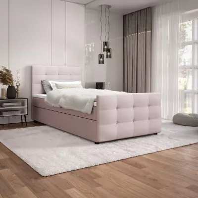 Jednolůžková postel 90x200 KAUR COMFORT s úložným prostorem - světle růžová