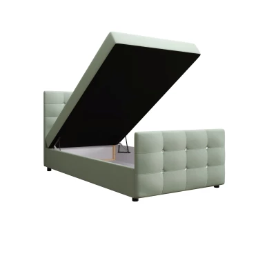 Jednolůžková postel 100x200 KAUR COMFORT s úložným prostorem - mátová