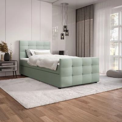 Jednolůžková postel 100x200 KAUR COMFORT s úložným prostorem - mátová