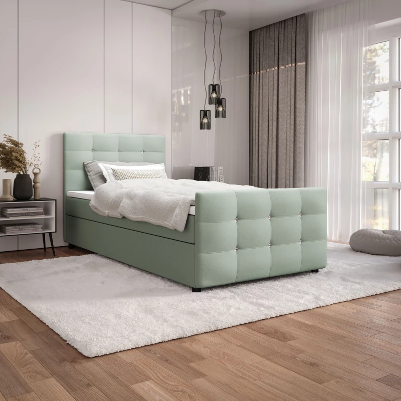 Jednolůžková postel 100x200 KAUR COMFORT s úložným prostorem - mátová
