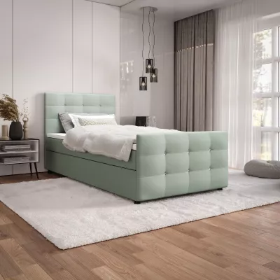 Jednolůžková postel 100x200 KAUR COMFORT s úložným prostorem - mátová