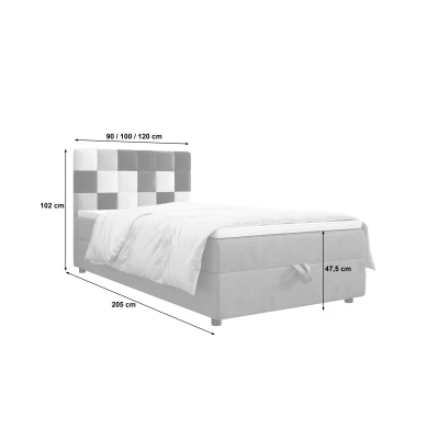 Boxspringová postel 90x200 SAVA 1 - šedá / červená