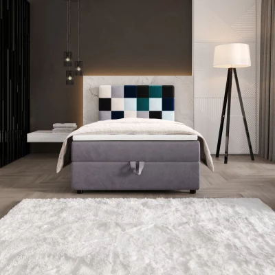 Boxspringová postel 100x200 SAVA 1 - šedá / modrá