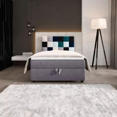 Boxspringová postel 100x200 SAVA 1 - šedá / modrá