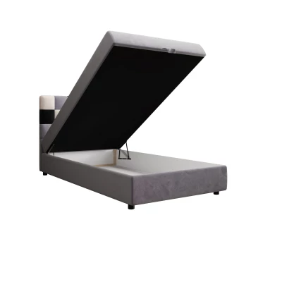 Boxspringová postel 100x200 SAVA 1 - šedá / modrá