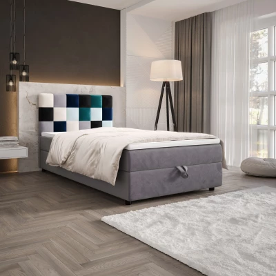 Boxspringová postel 100x200 SAVA 1 - šedá / modrá
