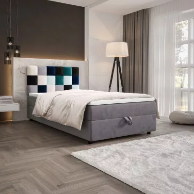 Boxspringová postel 100x200 SAVA 1 - šedá / modrá