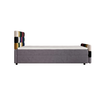 Boxspringová postel 100x200 SAVA PLUS 1 - šedá / červená