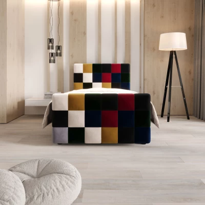 Boxspringová postel 100x200 SAVA PLUS 1 - šedá / červená