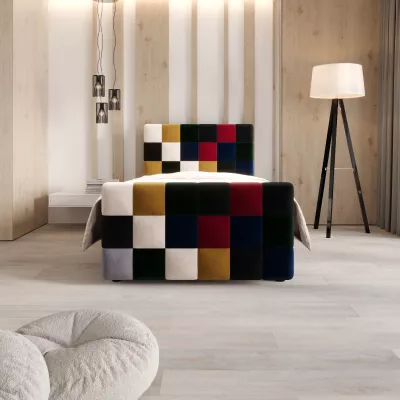 Boxspringová postel 100x200 SAVA PLUS 1 - šedá / červená