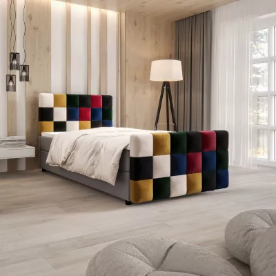 Boxspringová postel 100x200 SAVA PLUS 1 - šedá / červená