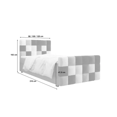 Boxspringová postel 100x200 SAVA PLUS 1 - šedá / červená