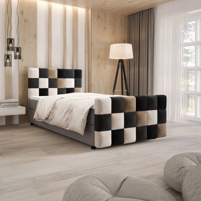 Boxspringová postel 120x200 SAVA PLUS 1 - šedá / černá