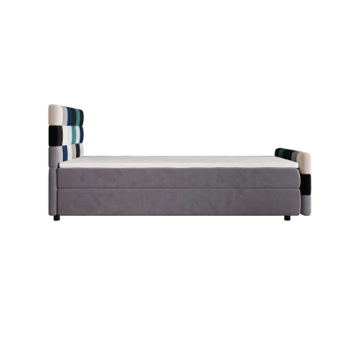 Boxspringová postel 100x200 SAVA COMFORT PLUS 1 - šedá / modrá