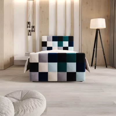 Boxspringová postel 100x200 SAVA COMFORT PLUS 1 - šedá / modrá