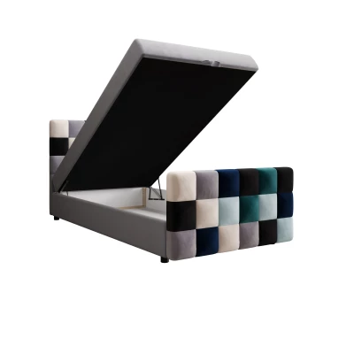 Boxspringová postel 100x200 SAVA COMFORT PLUS 1 - šedá / modrá