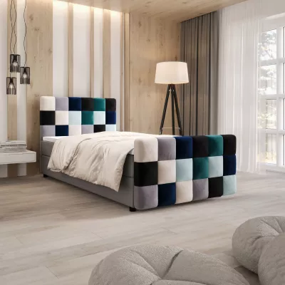 Boxspringová postel 100x200 SAVA COMFORT PLUS 1 - šedá / modrá