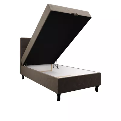 Boxspringová postel 100x200 DORINA COMFORT 1 s úložným prostorem - světle hnědá