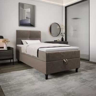 Boxspringová postel 100x200 DORINA COMFORT 1 s úložným prostorem - světle hnědá