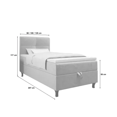 Boxspringová postel 100x200 DORINA COMFORT 1 s úložným prostorem - světle hnědá