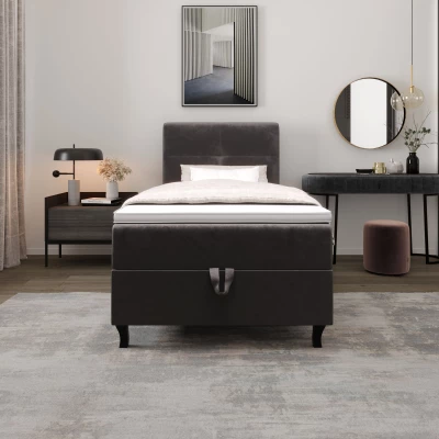 Boxspringová postel 100x200 DORINA COMFORT 1 s úložným prostorem - tmavě hnědá