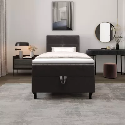 Boxspringová postel 100x200 DORINA COMFORT 1 s úložným prostorem - tmavě hnědá