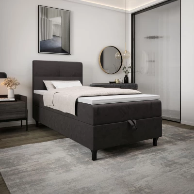 Boxspringová postel 100x200 DORINA COMFORT 1 s úložným prostorem - tmavě hnědá