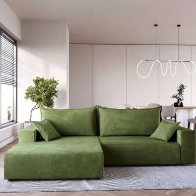 Rohová sedací souprava NASIDA - zelená, levý roh