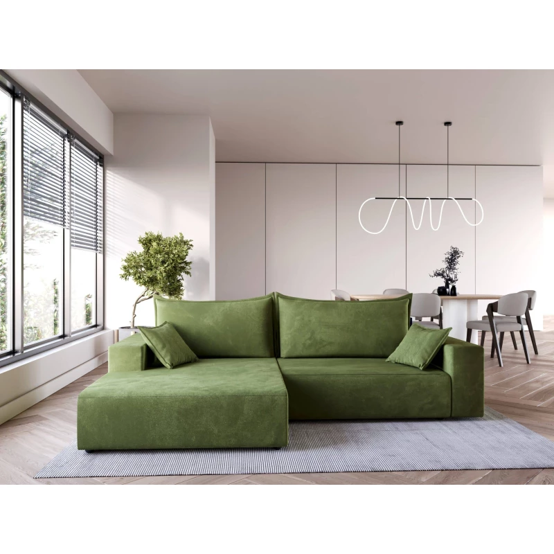 Rohová sedací souprava NASIDA - zelená, levý roh
