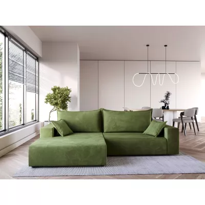 Rohová sedací souprava NASIDA - zelená, levý roh