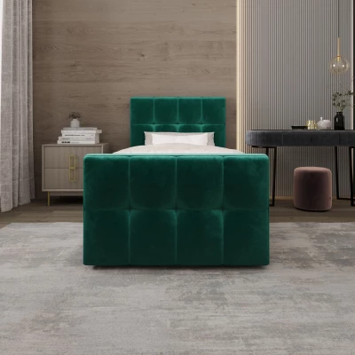 Jednolůžková boxspringová postel 100x200 ELIONE 1 - zelená