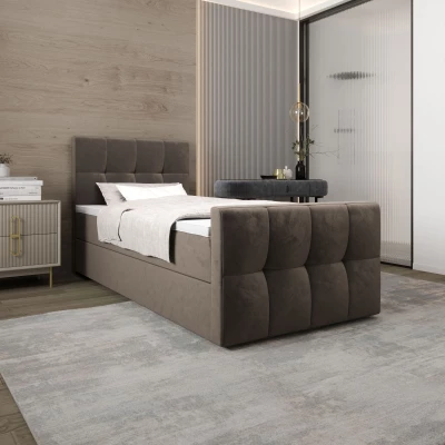Jednolůžková boxspringová postel 90x200 ELIONE COMFORT 1 - hnědá