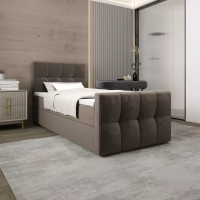 Jednolůžková boxspringová postel 90x200 ELIONE COMFORT 1 - hnědá