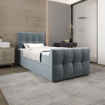 Jednolůžková boxspringová postel 90x200 ELIONE COMFORT 1 - světle modrá