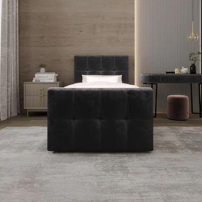 Jednolůžková boxspringová postel 90x200 ELIONE COMFORT 1 - černá