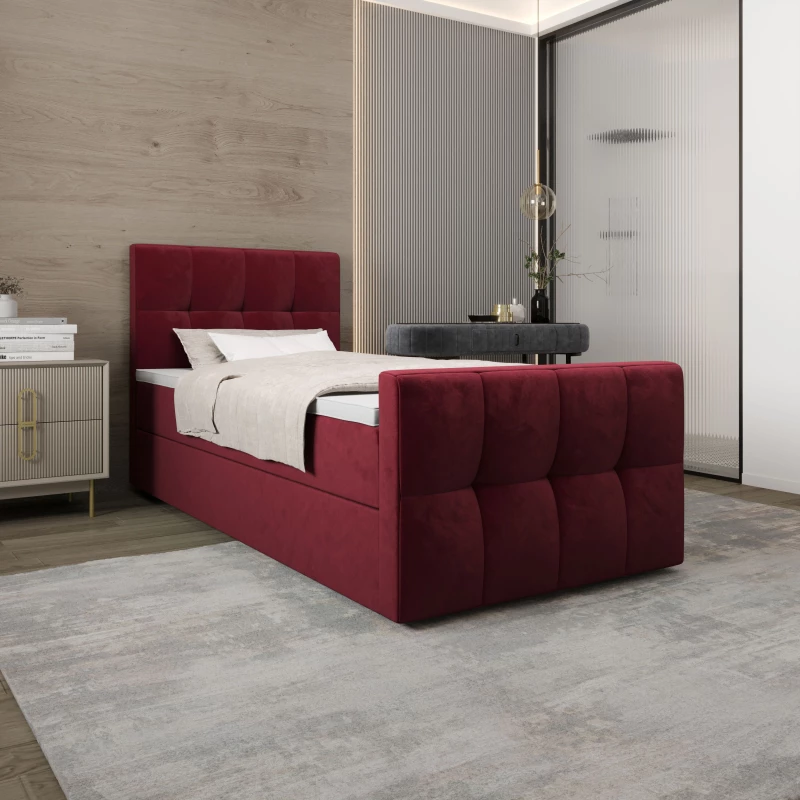 Jednolůžková boxspringová postel 100x200 ELIONE COMFORT 1 - červená