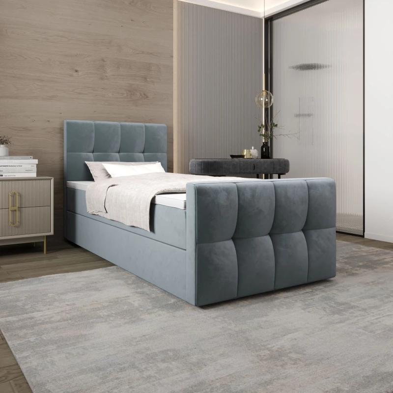 Jednolůžková boxspringová postel 100x200 ELIONE COMFORT 1 - světle modrá