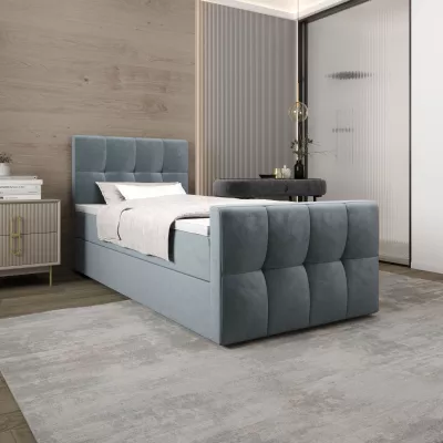 Jednolůžková boxspringová postel 100x200 ELIONE COMFORT 1 - světle modrá