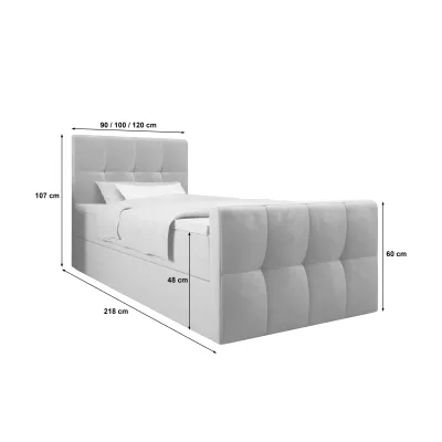 Jednolůžková boxspringová postel 100x200 ELIONE COMFORT 1 - světle modrá