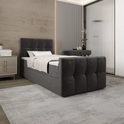 Jednolůžková boxspringová postel 100x200 ELIONE COMFORT 1 - tmavě hnědá