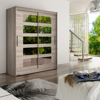 Moderní prostorná šatní skříň Fanny - šířka 150 cm, lanýž